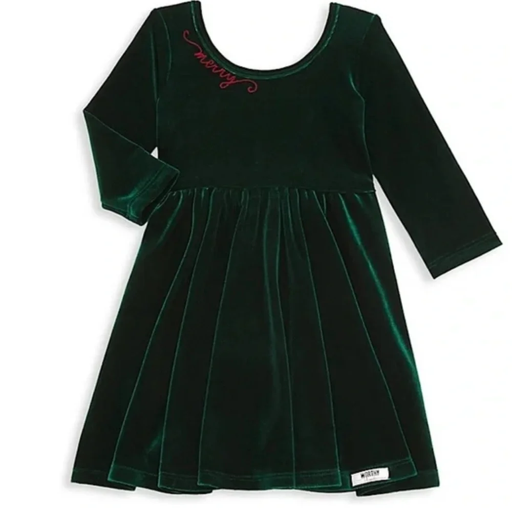 Worthy Kids Emerald Velvet “Merry” Dress Sz 3 years Holiday Christmas Dress